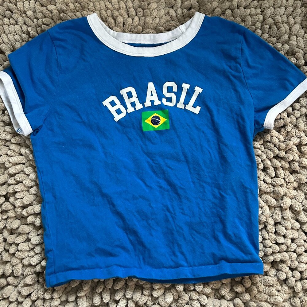 Hollister Blue Brasil Baby Tee Size Medium